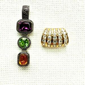 Set of two faux gemstone slides